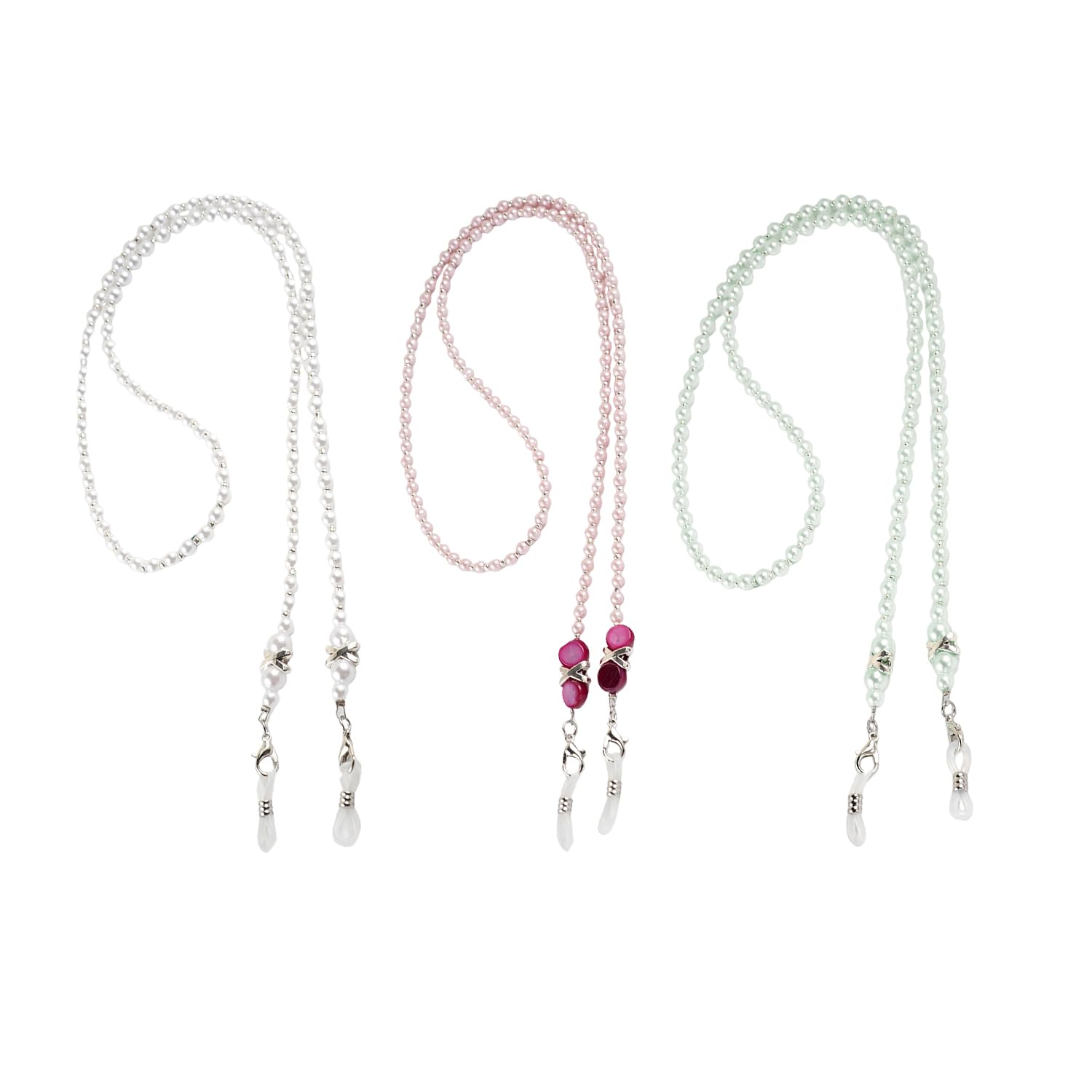 GDFHBD 3 Glasses Chain Bead Chains, Non-Slip Lanyard, Glasses Hanging Neck Chain, Pearl Glasses Hanging Chain, Decorative Glasses Rope.