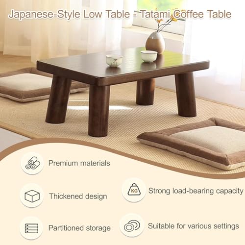 Table basse japonaise compacte en bois avec hauteurs ajustables - 4