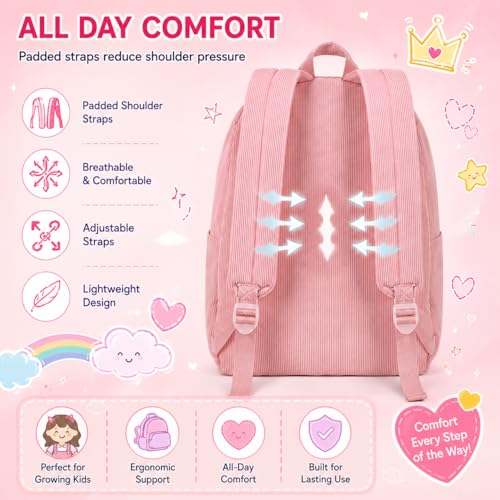 Image of BTOOP School Backpack for Teens Large Corduroy Bookbag Lightweight 15.6 inch Laptop Bag for Girls Women Casual High School College