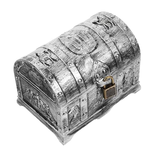 Ciieeo Boys and Girls Pirate Treasure Chest Vintage Jewelry Box for Classroom Treasure Hunts and Games for Pirate-themed Parties and Teacher Prizes