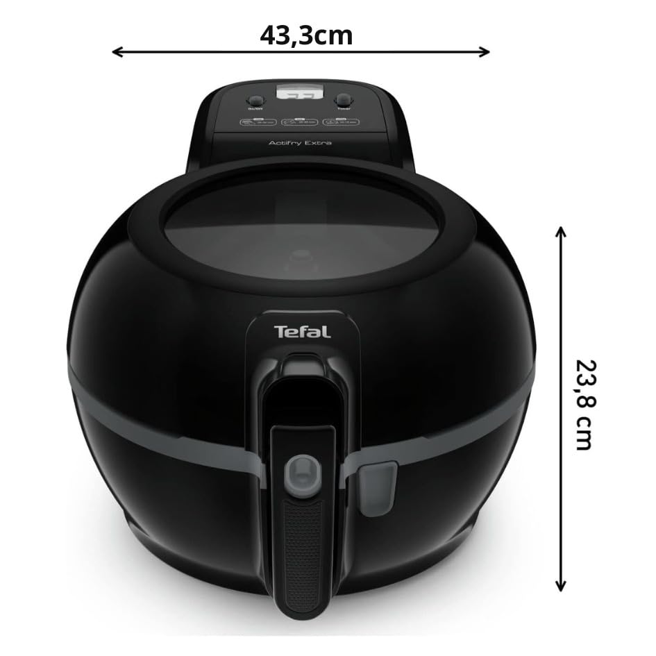 Tefal Actifry Extra FZ7228 - Freidora de aire sana, capacidad 1.2 kg hasta 6 personas, poco aceite, no olor, 300 recetas saludables cocina, Negro