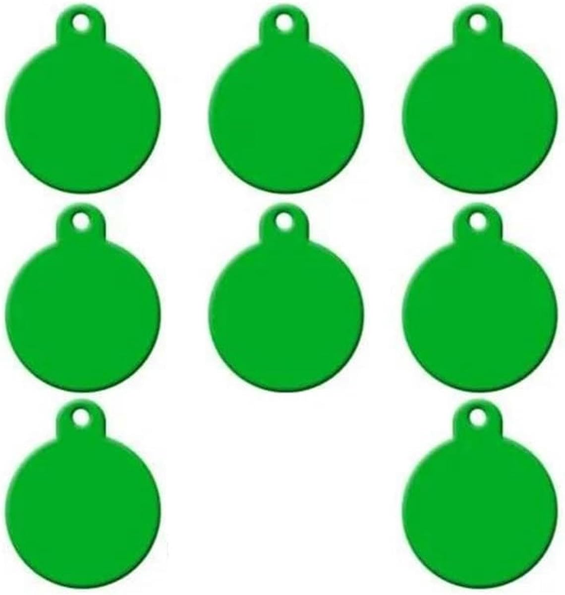Lot de 100 étiquettes rondes en aluminium pour animaux de compagnie, personnalisables, pour identification de chien, en fourrure, vierges, avec nom et adresse, numéro de téléphone, vert, S, 31 x 25 x