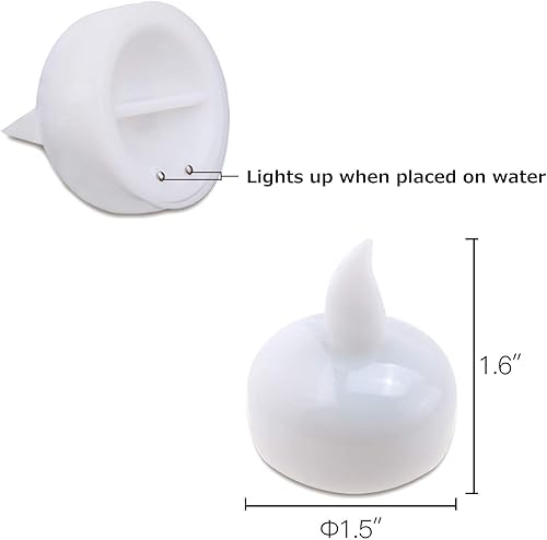 Miniatura 5 de Velas flotantes IMAGE sin llama luces LED flotantes de té, paquete de 12 velas impermeables para bodas, fiestas, spa, hogar, interior, exterior,
