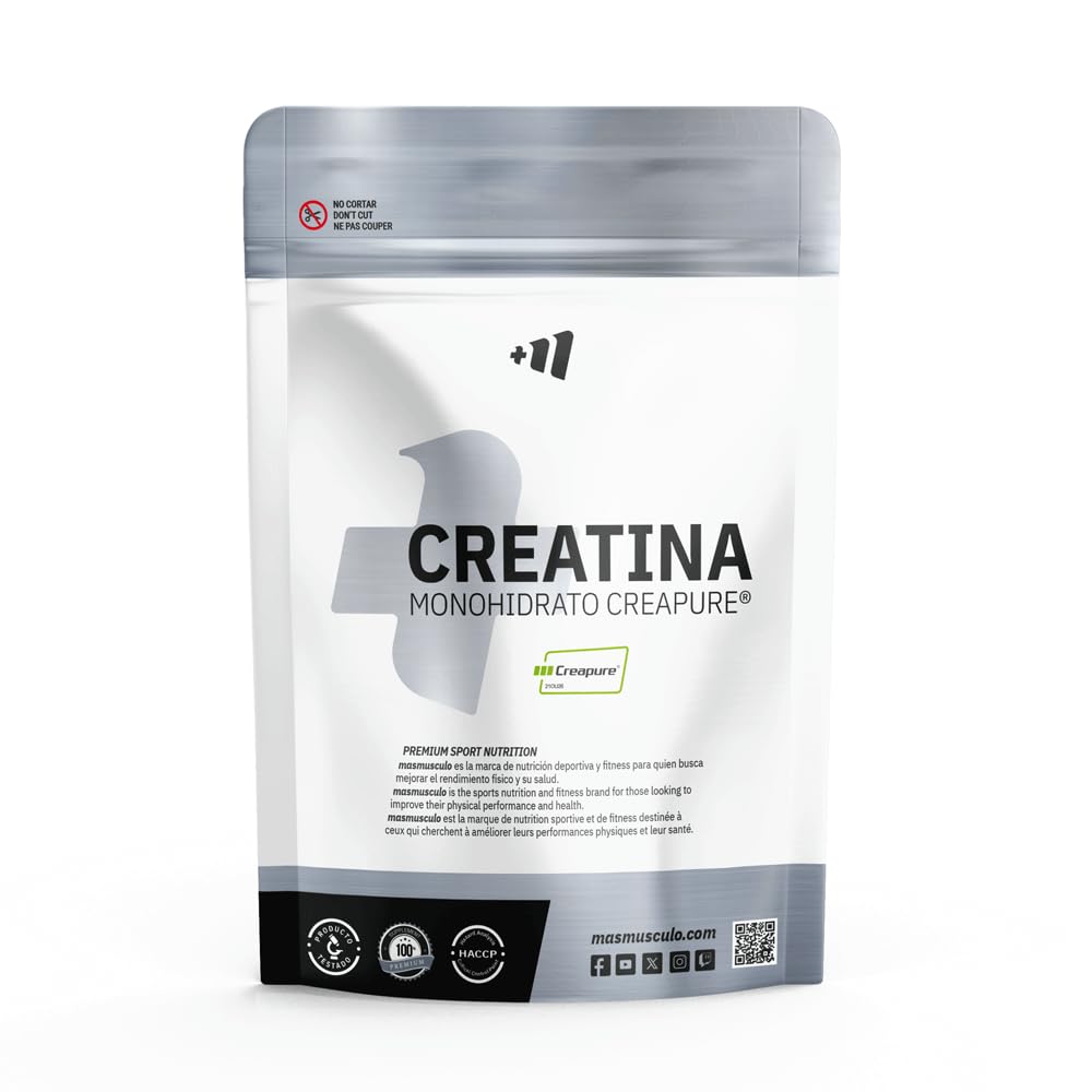 MASmusculo - Creatina Monohidratada Creapure 500g - Máxima Pureza y Eficacia - En Polvo - Sin Azúcar - Reduce la Fatiga - Recuperador Muscular - Aumenta Masa Muscular - Sabor Neutro