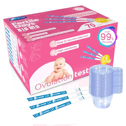 Image of HEAL-CHECK 70 Count Ovulation Test Strips with Cups, Bulk Ovulation Test Strips for Women, Ovulation Predictor Kit, Accurate Fertility Tests for Home, Individually Wrapped 5mm LH