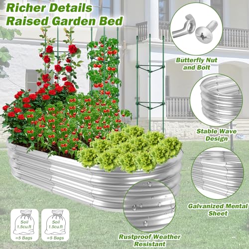 Tomato Cage with Galvanized Raised Garden Bed, Metal Raised Garden Bed with Trellis Galvanized Planter Garden Box Outdoor, Gardening Planter for Vegetable Fruit Flower Herb - Image 3