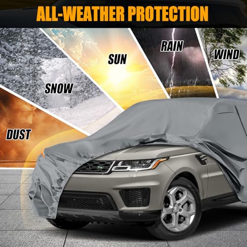 Image of Waterproof Premium Car Covers Replace for 2013-2025 Land Rover Range Rover Sport, 10 Layers Heavy Duty All Weather Car Cover with Zipper Door, Windproof Bands for Snow Rain Dust Protection