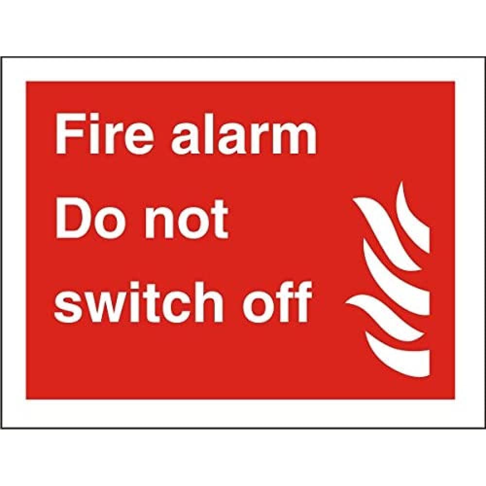Seco Fire Alarm Do Not Switch Off & Fire Sign, 300mm x 200mm - Self Adhesive Vinyl
