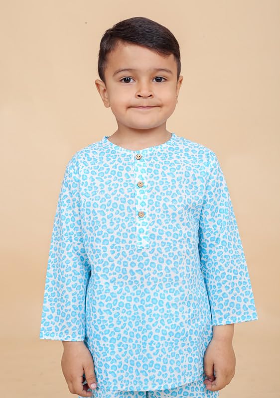 Image of Boys Cotton Night Suit | Jaipur Handblock Print Pajama Set for Kids | Boys Sleepwear | Kids Pajama Set | Baby & Toddler Sleep Suit | Combo Pack of 2