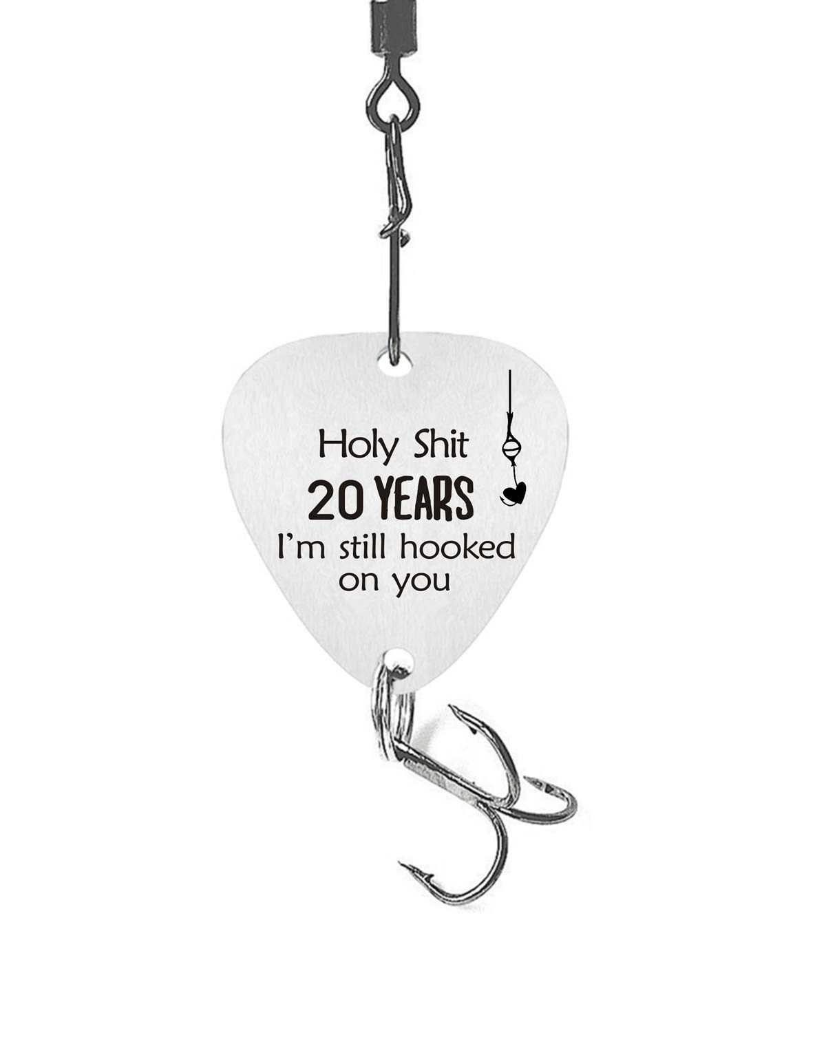 Liduola 20th Wedding Anniversary Fishing Hook, Stainless Steel, 1 Piece