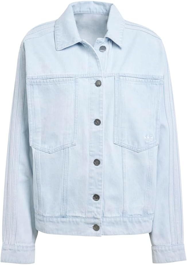 Womens Premium Essentials Denim Button Down Jacket Athletic Outerwear Casual - Blue
