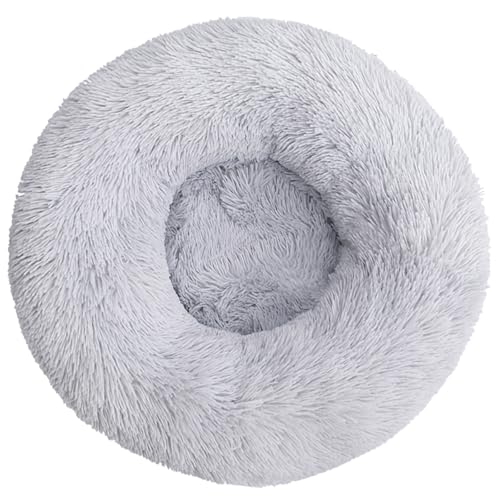 Fhodigogo Hundebett Katzenbett Waschbar Donut Hundebett Weiches Plüsch Rundes Hundesofa mit Wasserfeste Unterseite Katzenbett für innerhalb Katzen und Hunde bis 3 kg(S/35X12CM)