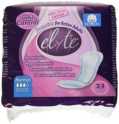 Elyte 100% Pure Cotton Bladder Control Pads-Sensitive Skin Safe Normal 24 Count