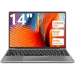 WOZIFAN Ordenador Portátil 14´´ Win11 128GB Expansión SSD 1TB up to 2.8Ghz Intel N4020 Ligero Portátiles PC 2.4G+5G WiFi Bluetooth 4.2 HDMI con ratón inalambrico & Pegatinas Teclado Español-Gris