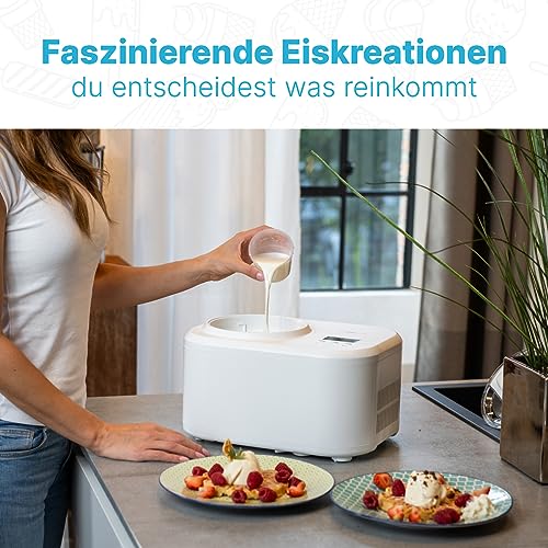 Clatronic® Eismaschine und Joghurtbereiter | Eis in 20 min. | für bis zu 1000ml | Eismaschine mit Kompressor | für Eis & Frozen Joghurt | Inkl. Rezeptvorschläge, Spachtel und Messbecher | ICM 3799 – Bild 4