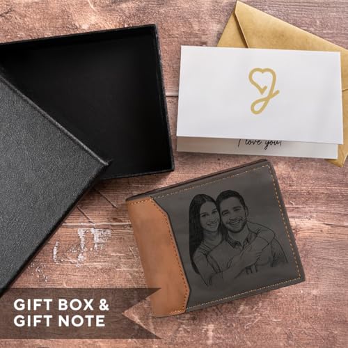 Customized Wallets for Men Engraved Leather Photo, Custom Wallet with Picture, Personalized Gifts for Him, Son, Dad Gifts Trifold Wallet, Fathers Day Gift3