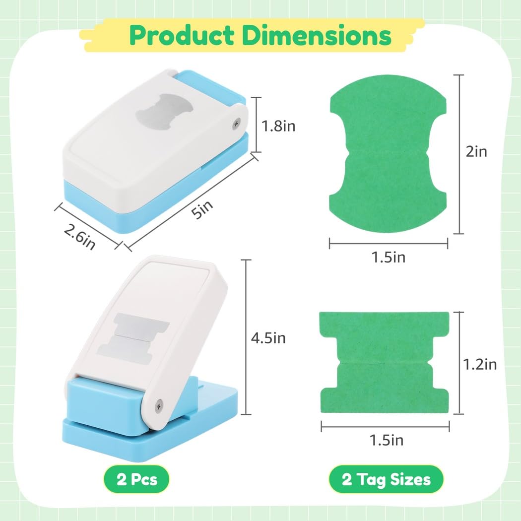 Puncher Etichette di carta palmari, 3,8 cm per realizzare biglietti per scrapbooking, punzonatura cartella, timbri, carta artigianale per artigianato, frese fai da te forme indice 2 2 pezzi, forme