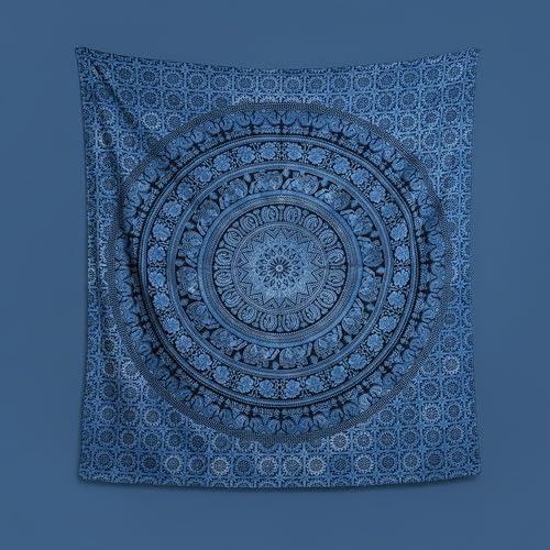 Image of Craft Trade 30x40 Inches Blue Cotton Mandala Ombre Wall Hanging Tapestry