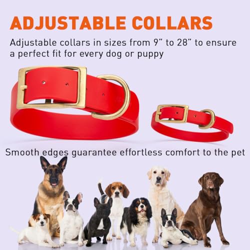 Image of Viper Biothane Heavy Duty Waterproof Dog Collar Strong Coated Nylon Webbing w /Solid Brass Hardware Odor-Proof Easy to Clean High Performance Fits Small Medium or Large Dogs, Cherry Red