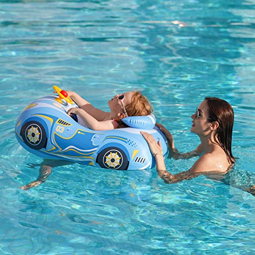 Image of Baby Pool Float with 3D Car Design,Thick PVC Baby Swim Floatie, Infant Swimming Floats Pool Toys for Toddlers Kids Age 12-18 Months, 12-24 Months, 2-3, 3+ Years Old Girl Boy (Blue)