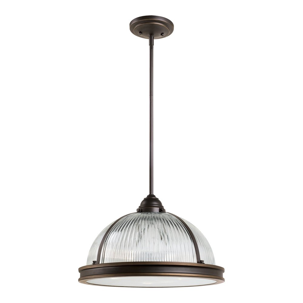 sea gull lighting 65062-715 pratt street prismatic pendant hanging modern fixture, three - light, autumn bronze