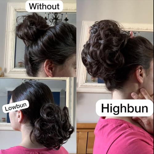 BELEVO Messy Bun Hair Piece, Curly Wavy Synthetic Updo Ponytail Scrunchies for Women Girls - Image 3