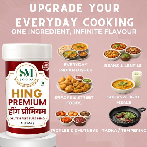 Image of SM FOODS Premium Pure Nukra Hing 5g (Pack of 1) | No Atta No Maida | Imported Premium Pure Heeng | Strong & Kadak Aroma | Gluten Free | Uncompounded | For Cooking & Digestion
