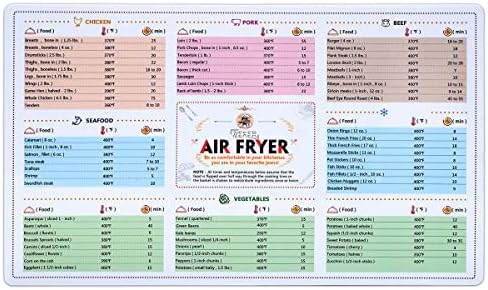 Air Fryer Magnetic Cheat Sheet Cookbook Cooker Accessories Magnet Cooking Times Chart Quick Reference Guide for 66 Common Prep Functions