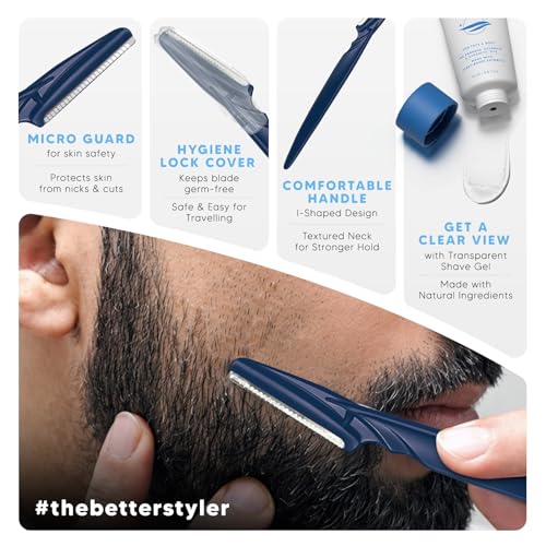 Image of LetsShave Pro Styler for Men Beard, Reusable, Pack of 3, Beard Shaper, Multi Grooming, Face Razor for Men, Beard Pen Styler, 60 Days of Styling