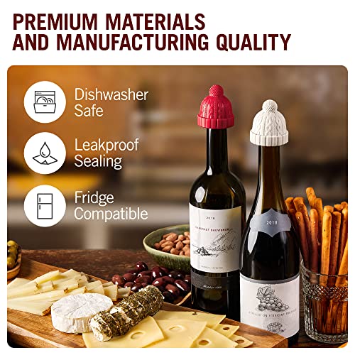 Beanie-Wine-Stopper-2-Wine-Stoppers-in-1-Pack-Cute-Wine-Accessories-Fun-Kitchen-Gadgets-Wine-Stoppers-for-Wine-Bottles-Knit-Beanie-Shaped-Wine-Bottle-Stopper-w-a-Pom-Pom-by-Monkey-Business