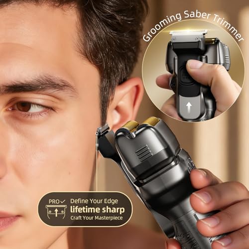 Image of 𝟔𝟖%𝟎𝐟𝐟 DGSXRMY Electric Foil Shaver for Men: IPX7 Metal Body | 1400mAh / 180min Runtime & Fast Charging - Zero Travel Stress Electric Razor with LED Display, Travel Lock, Pop-Up Trimmer