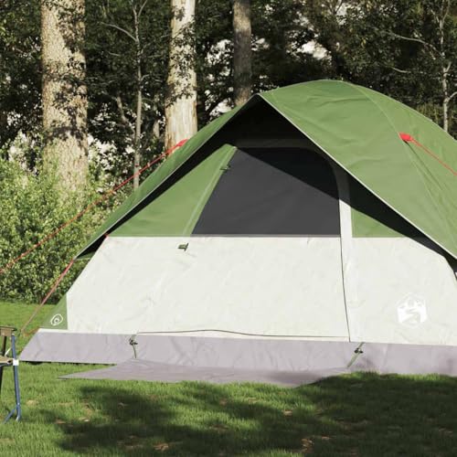 Runheo Dome Family Tent for 6 People Green Waterproof with E-Connection Lightweight Polyester Tent 305 x 305 x 183 cm with Sleeping Cabin and