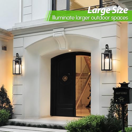 Image of BesLowe 16.5 inch Large Outdoor Wall Light Fixture, Modern Porch Sconce, Black