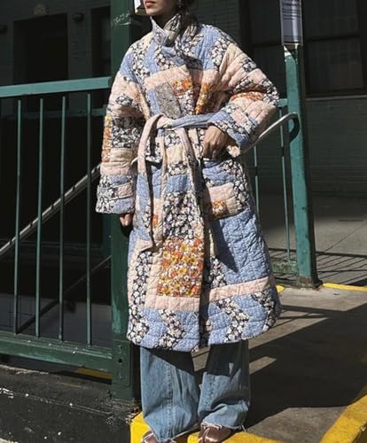 Antinson Women's Lightweight Blue Floral Puffer Jacket - Perfect for Chilly Adventures! - Image 2