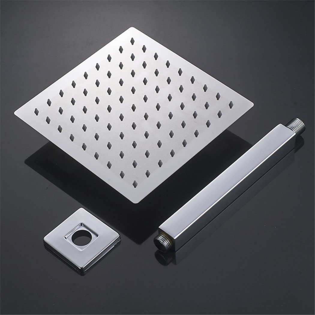 20.3 cm/25.4 cm/30.5 cm Ultracienka kwadratowa głowica prysznicowa z deszczownicą - Premium łazienka prysznic z regulowanym ramieniem - luksusowe doświadczenie wodospadu do domowego spa