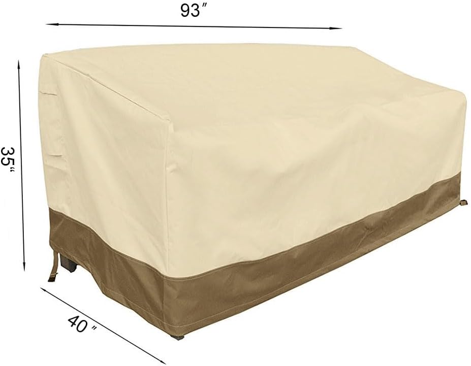 Rutile Heavy Duty Patio Sofa Cover, 100% Waterproof 3-Seater Outdoor Deep Lounge Sofa Cover, Lawn Patio Furniture Covers with Air Vent and Handle 93" Wx 40" Dx 35" H