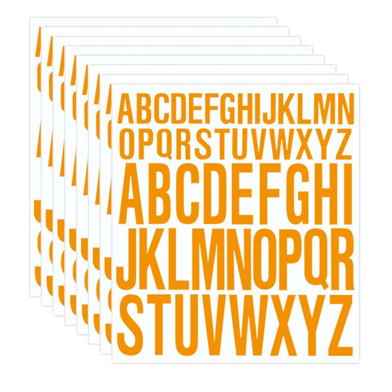 8 Sheets Orange Letter Stickers A-Z Uppercase Letter Stickers 2 Size Waterproof Vinyl Large Stick on Letters for Scrapbooking,DIY Craft
