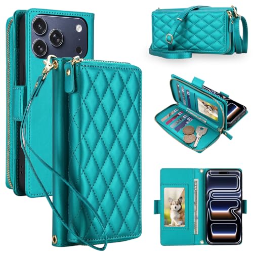 Housse portefeuille iPhone 17 Pro Max chic avec fermeture éclair