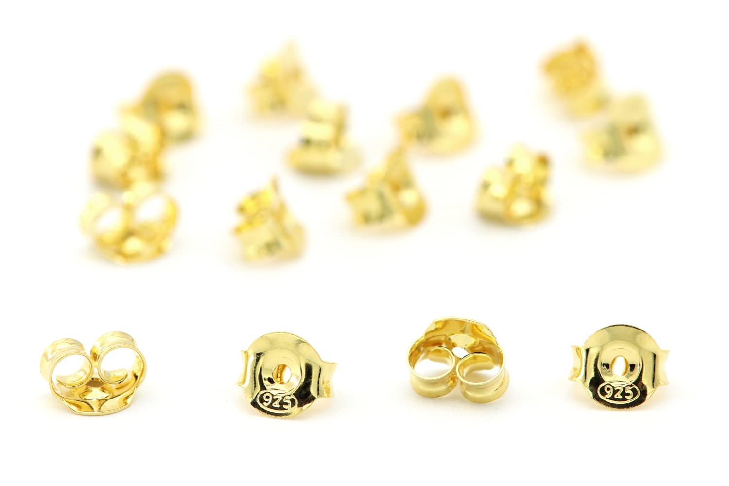 Pendientes de plata 925 chapada en oro con 25 pares de cierres mariposa para manualidades