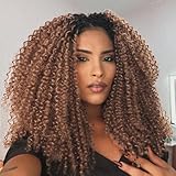 Leeven 12 Inch 8 Packs Pre Looped Micro Curly Crochet Hair for Women Kinky Curly Crochet Hair Yanky Twist Hair Extensions(1B30#)