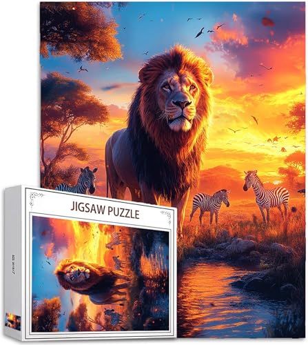 Puzzle 5000 Piezas Adultos, León Puzzle Cebra Patrón Diseño, 156x105cm Gran Formato HD Color Jigsaw Adultos, DIY Artesanía Embalaje de Caja de Regalo, Home Room Wall Decor Regalo Mujer Hombre,Model635