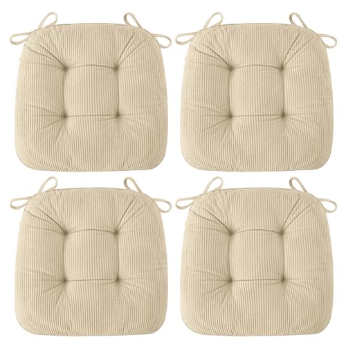 Image of AddGrace Chair Cushions for Dining Chairs Soft Kitchen Seat Cushions 18 inch x 18 inch x 3 inch Non-Slip Seat Pads White Set of 4
