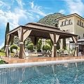 EROMMY 12'x20' Hardtop Gazebo Double Roof Galvanized Steel Canopy Outdoor Aluminum Frame Permanent Metal Pavilion with Netting and Curtains for Patio Backyard Deck and Lawns