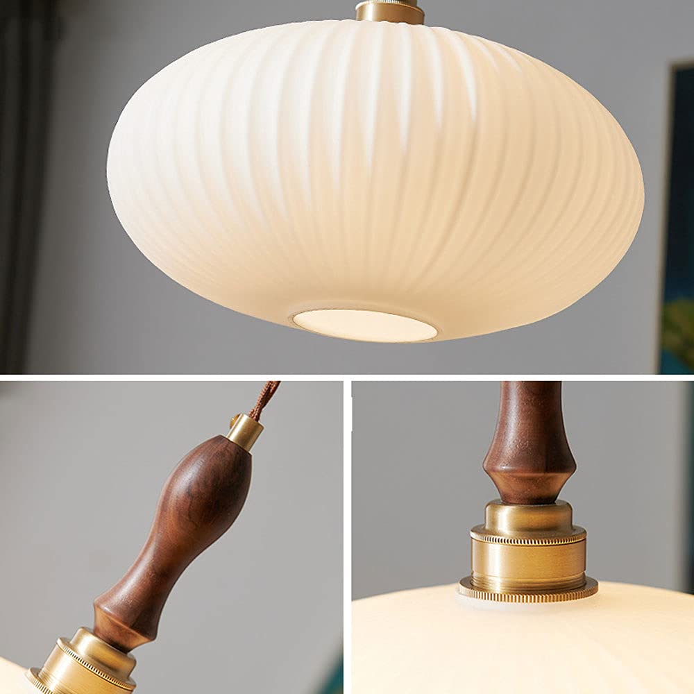 Luz, Lámpara colgante de Luces LED, lámpara de troncos de nogal Retro de 1 Luz, Cuerpo de lámpara, pantalla de vidrio, lámpara colgante de techo Ajustable, adecuada para pasillos,