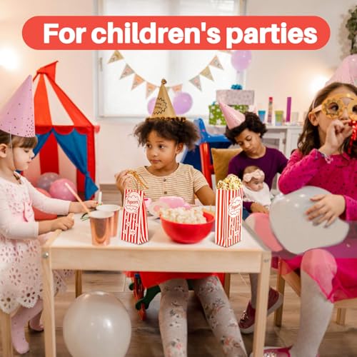 MAQIHAN Popcorn Tüten 50 stück - Flacher Quadratischer Boden Bottom Popcorntüten Klein Movie Night Filmabende Popcorn Maschinen Papiertüten Popcornmaschine Papier Behälter Snacktüten