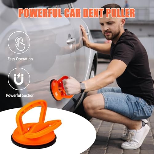 Image of 3 Piece Efficient Dent Extractor & Dent Removal Kit - Handle Car Dent Extractor with Suction Cup, Kit for Body Dent, Glass, Screen, Tile Lift, and Object Movement (1 Large + 2 Small)