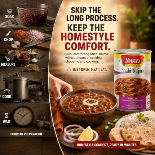 Image of SWAD Ready to Eat Shahi Rajma | Traditional Punjabi Style Rajma Masala | Red Kidney Beans Cooked in Tomato & Spice Gravy | Heat & Serve Vegetarian Food | 450g