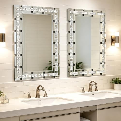 Chende 32" x 47" Crystal Large Wall Mirror for Decor Living Room - image 5