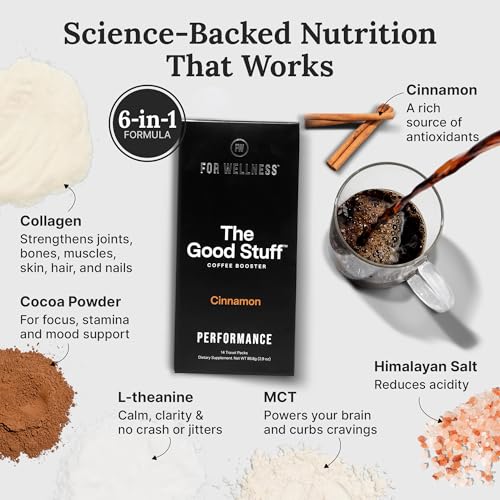 Image of The Good Stuff | Cinnamon Coffee Booster | Healthy Coffee Creamer for Focus & Energy | Keto, Non-Dairy Creamer Powder with MCT Oil, Collagen & L-Theanine | 14 Servings