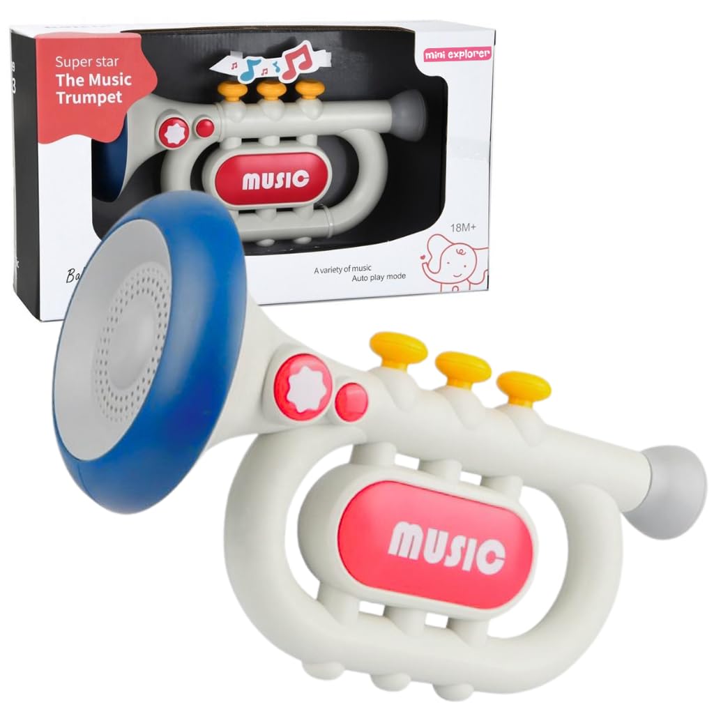 Mini Explorer Interactive Kids Trumpet Toy with Lights & Sounds | 3 Play Modes – Auto, Manual & Learning | Musical Instrument for Toddlers Ages 3+ | Battery Operated | Educational Musical Toy Gift-image-9